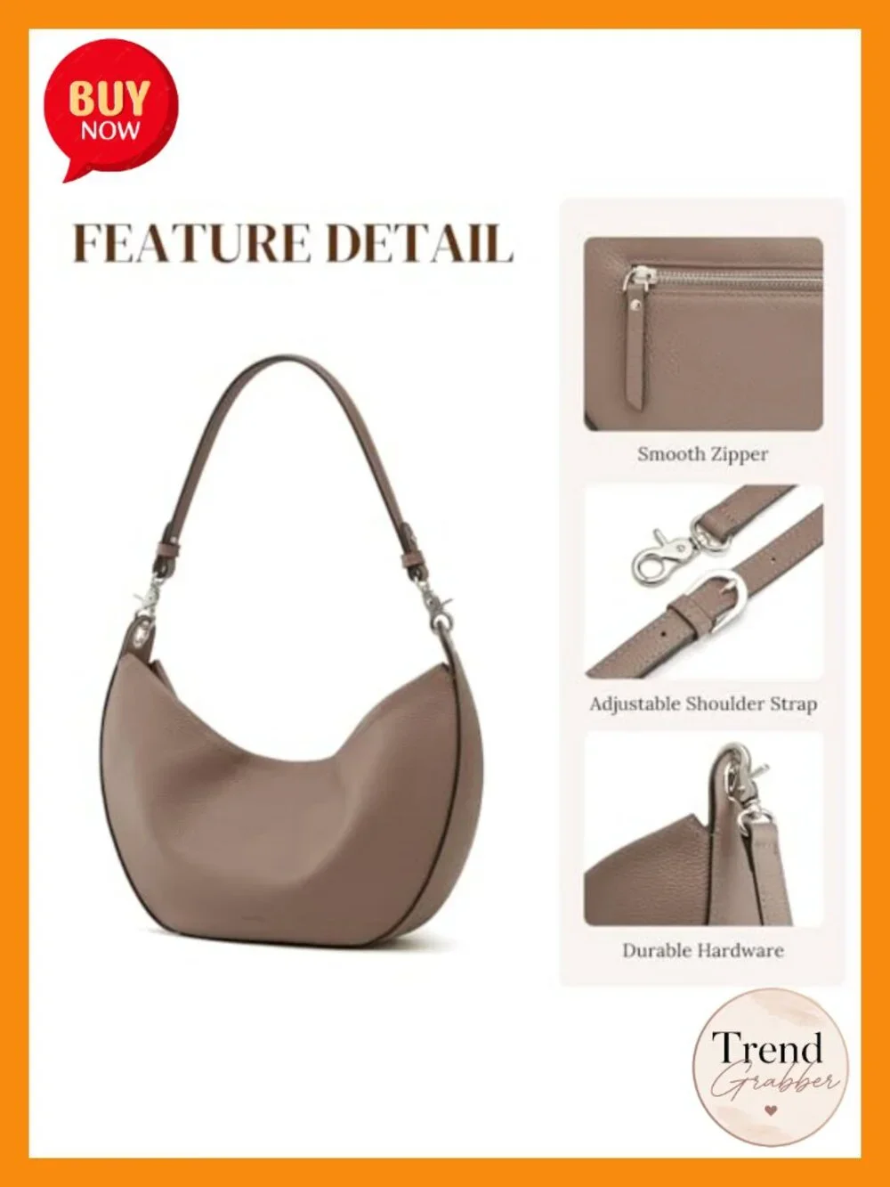 Leather Hobo Crescent Shoulder Bag Crossbody 2 Straps Multi Pockets Fits Tablet